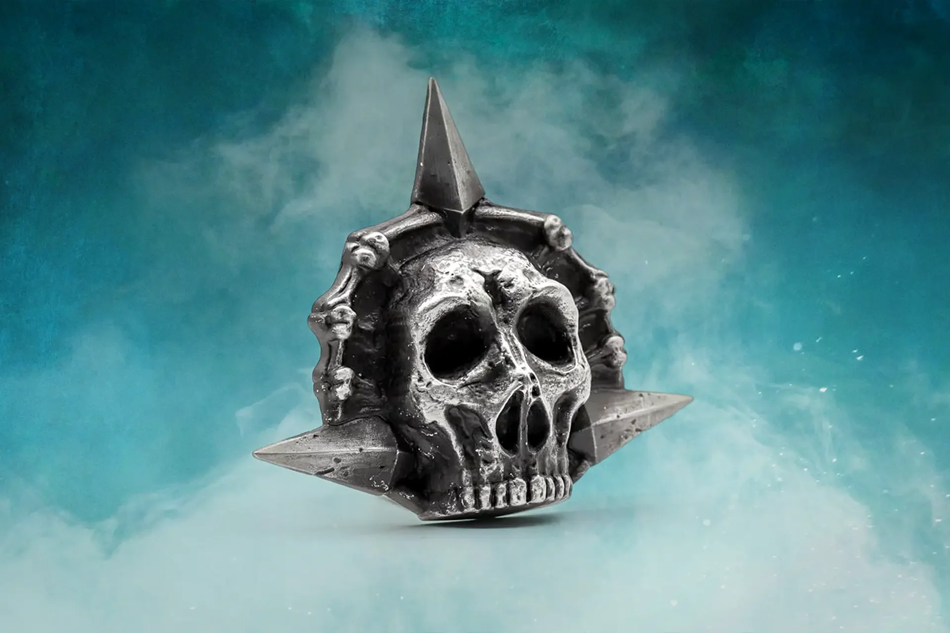 Cast metal skull-and-crossbones brooch styled after the Assassin insignia