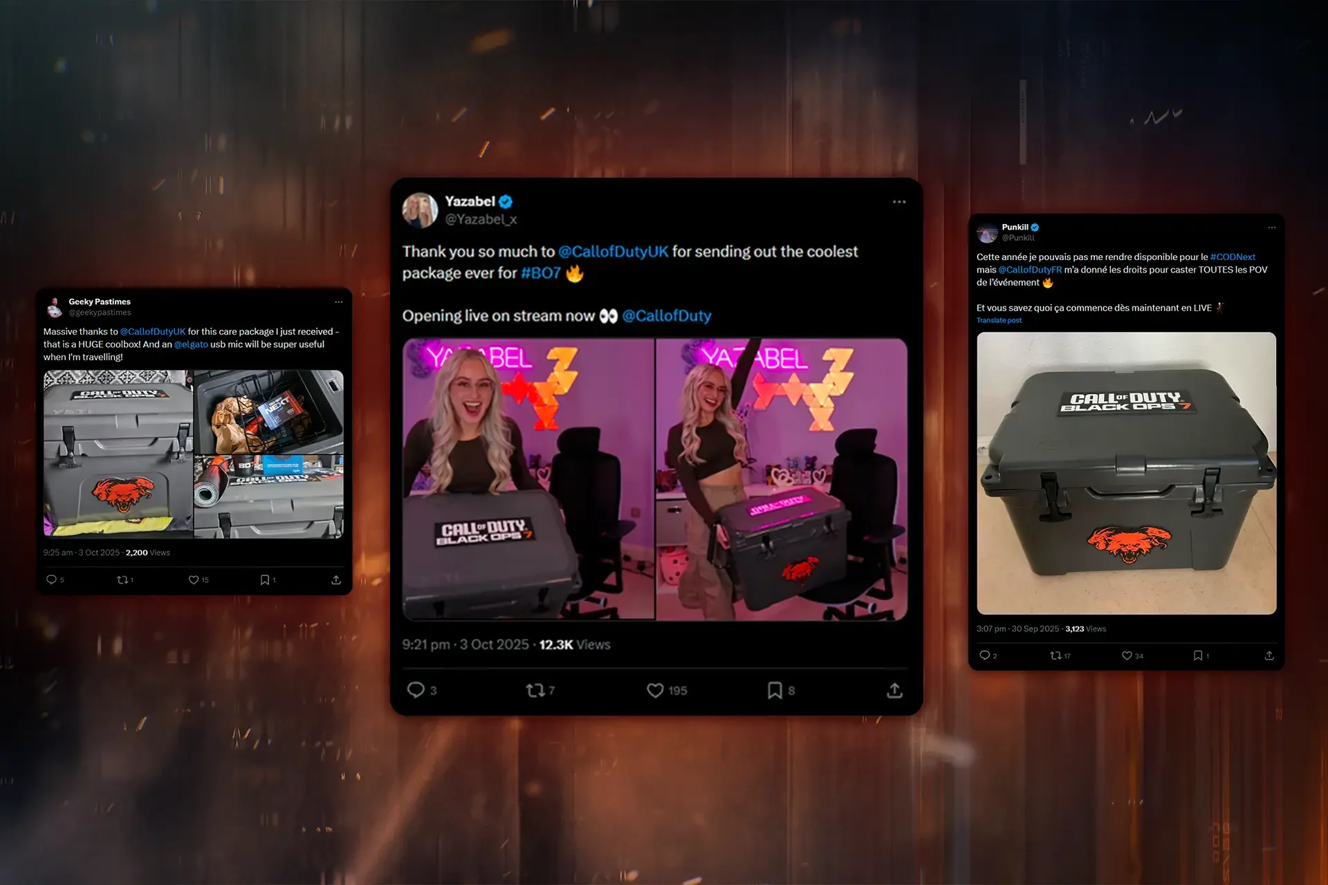 Creator posts on X unboxing the Black Ops 7 influencer kit