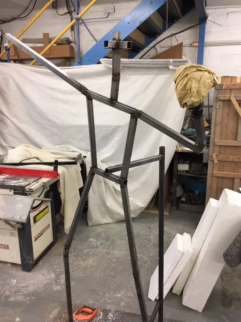 Welded steel armature for a character statue
