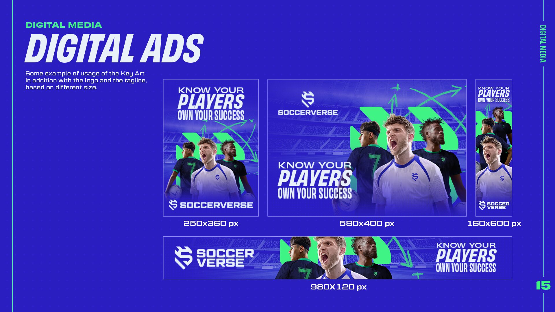 Soccerverse digital ad formats using the key art