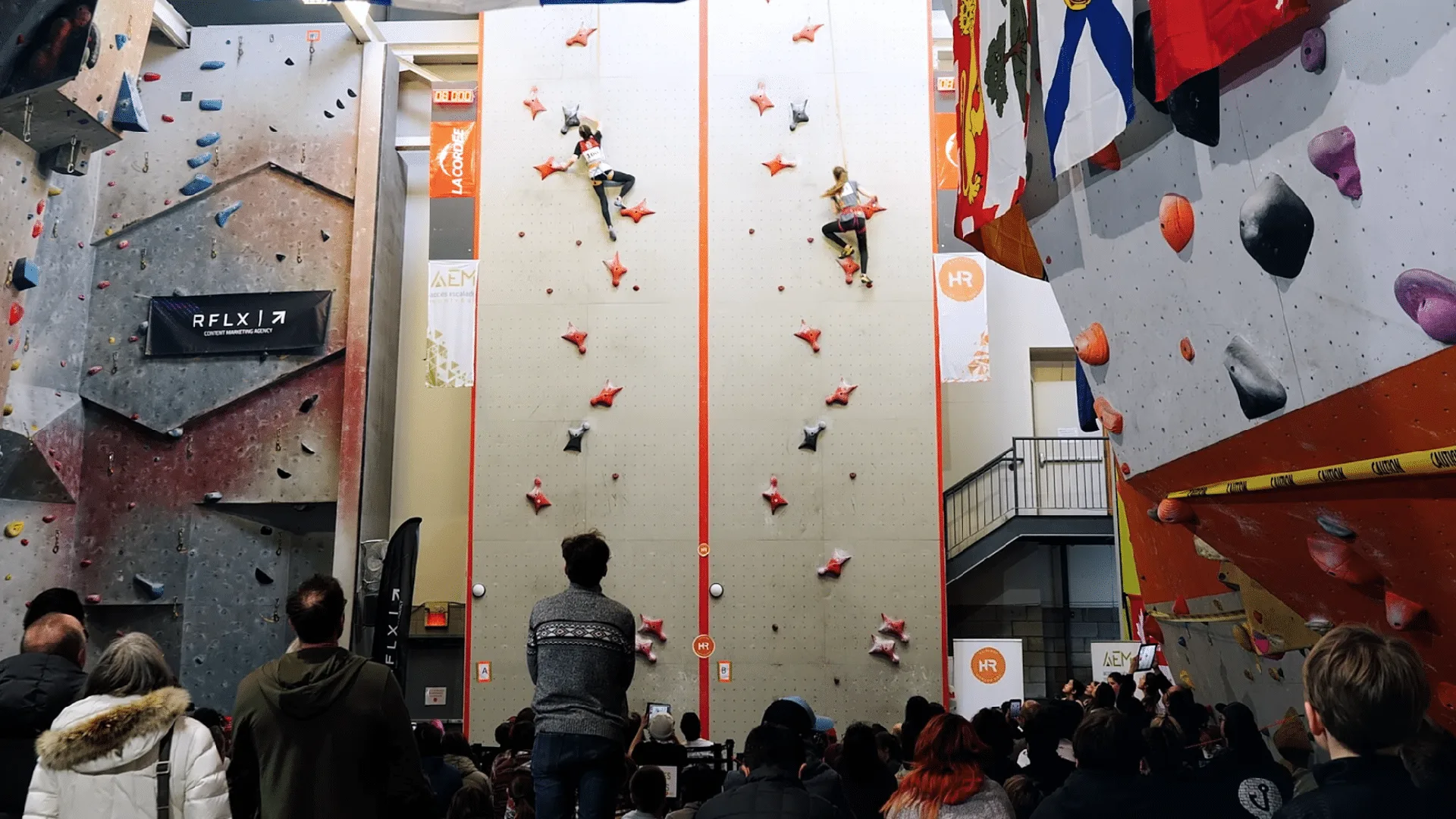 Crowd watching the speed climbing final