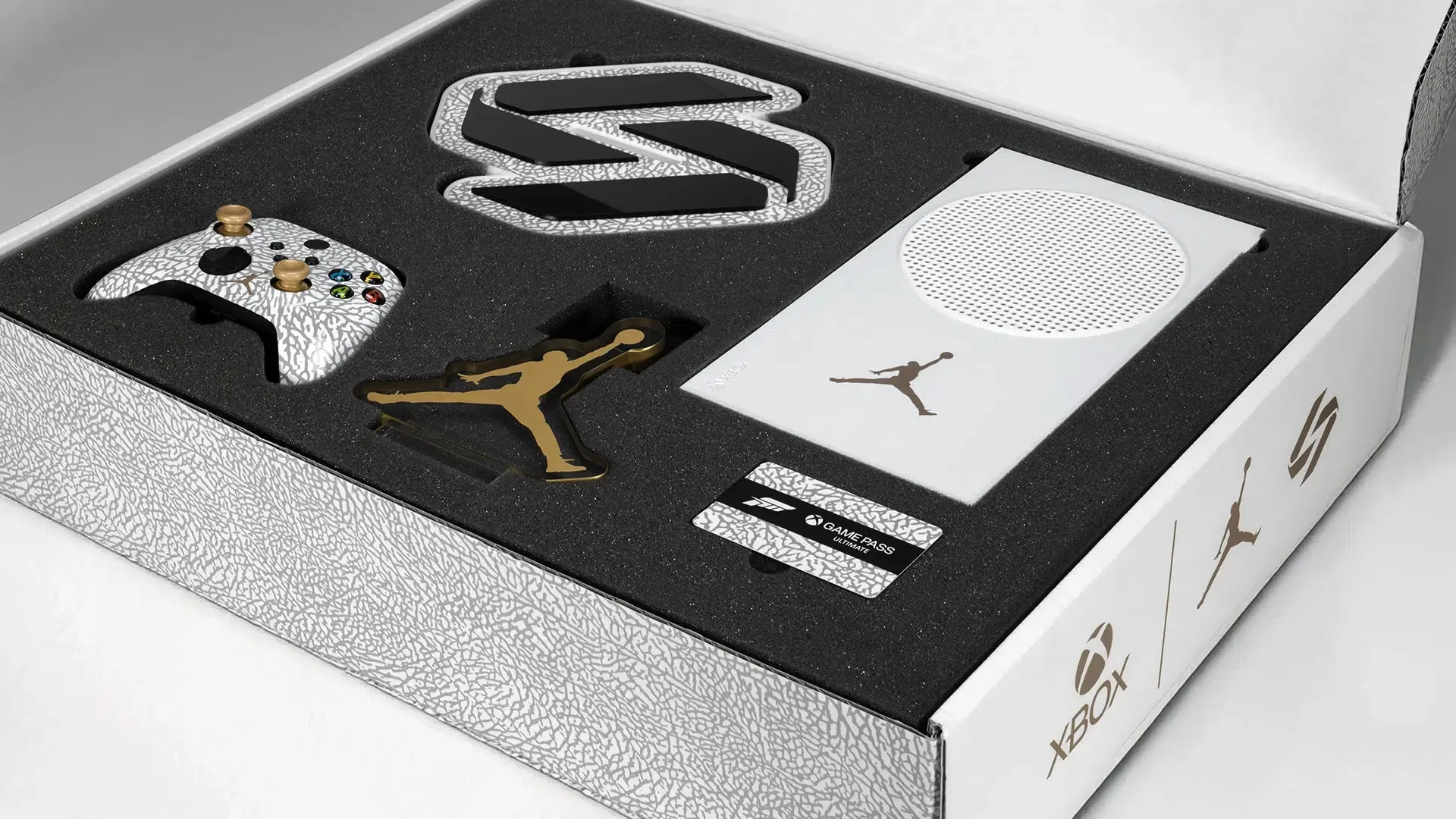 The Jordan Luka 3 Xbox bundle in its custom elephant-print packaging